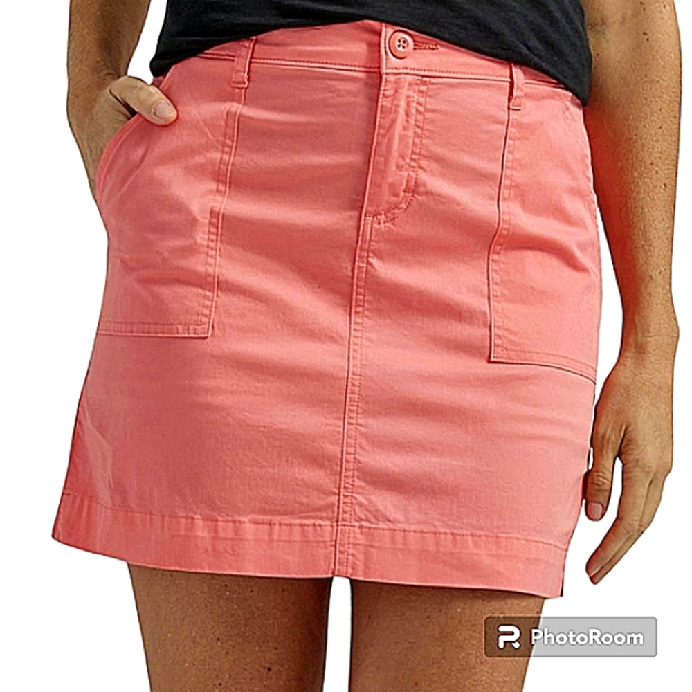 Lee Mid Rise Peach Skort Active Stretch Cotton Blend Soft Waist Band Size 8 Boho